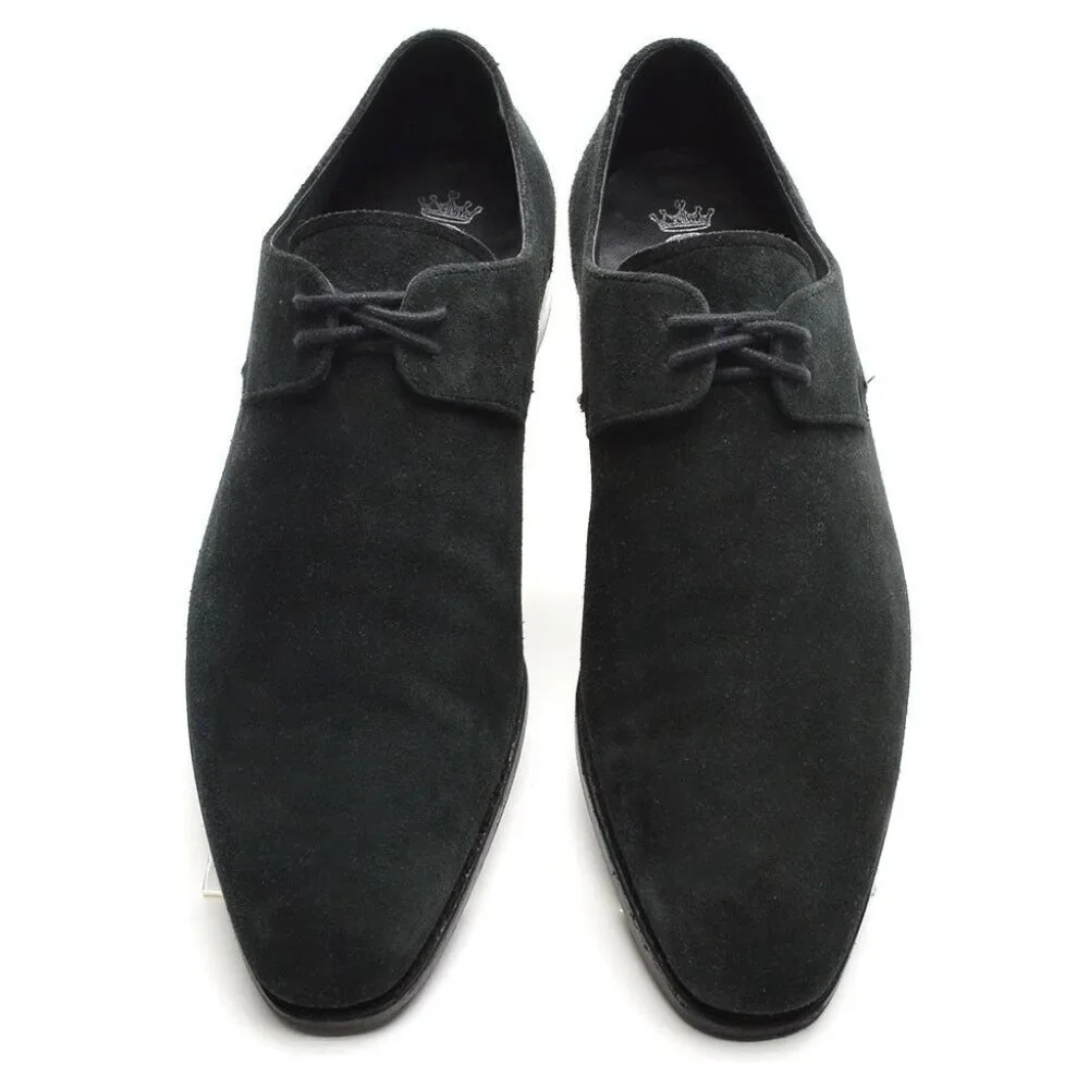 Men Barker Black Wallace Made in England Black Nubuck Oxfords 7.5